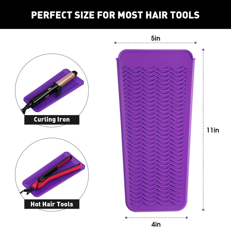 ZAXOP Resistant Silicone Mat Pouch for Flat Iron, Curling Iron,Hot Hair Tools (Purple) - Image 2