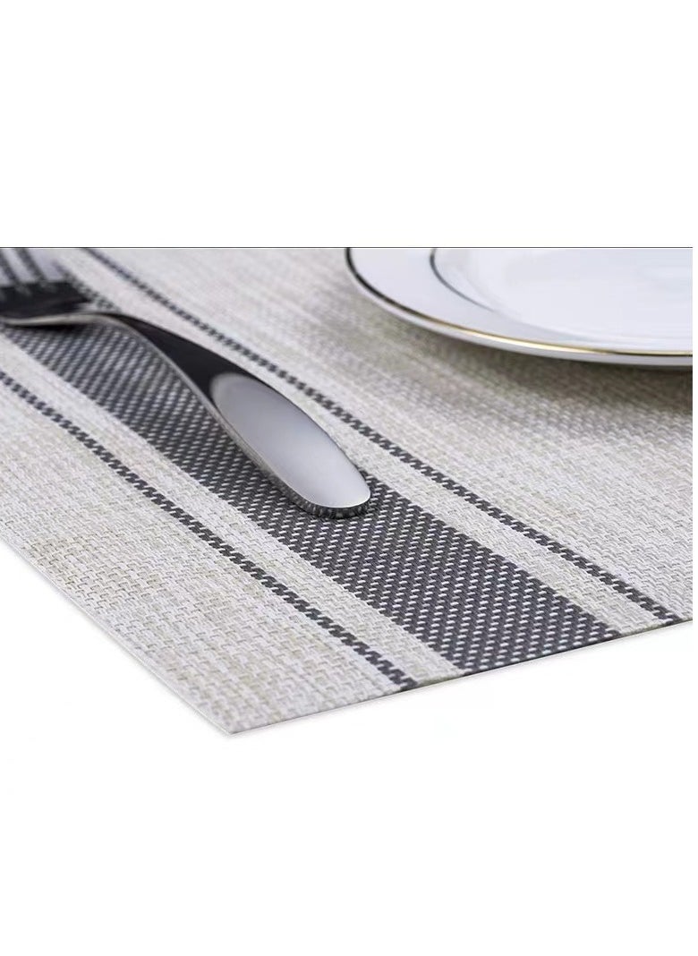 Laseta - Set of 6 Coffee Service Mat,  Placemats Heat Resistant Dining Table Place Mats 30x45CM Linen Placemats Kitchen Table Mats Indoor Outdoor Placemat, Grey - Image 1