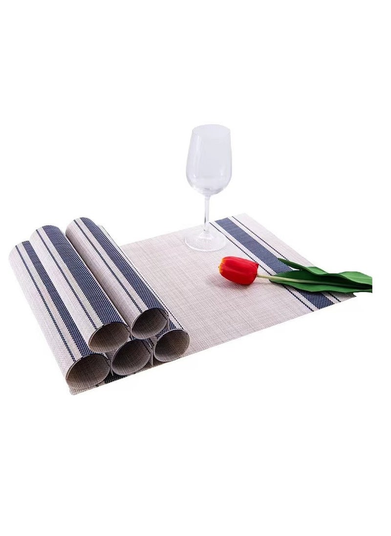 Laseta - Set of 6 Coffee Service Mat,  Placemats Heat Resistant Dining Table Place Mats 30x45CM Linen Placemats Kitchen Table Mats Indoor Outdoor Placemat, Grey - Image 1