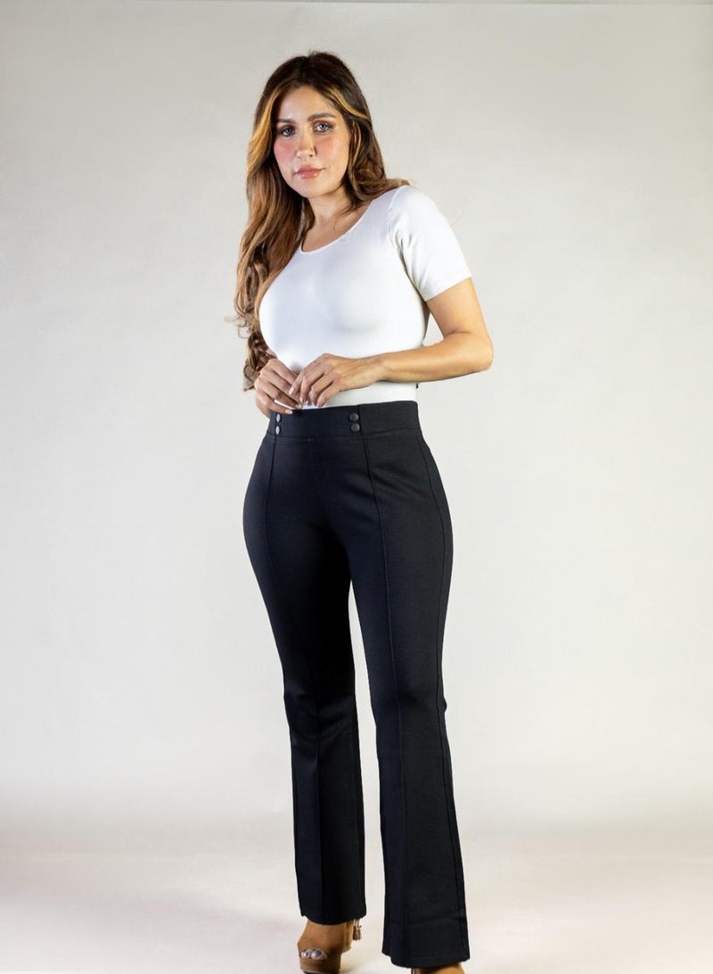 Wide-leg women’s leggings made from soft cotton lycra fabric. High-waisted, comfortable and stretchy, perfect for all-day wear. Available in sizes XXS to 9XL. - Image 1