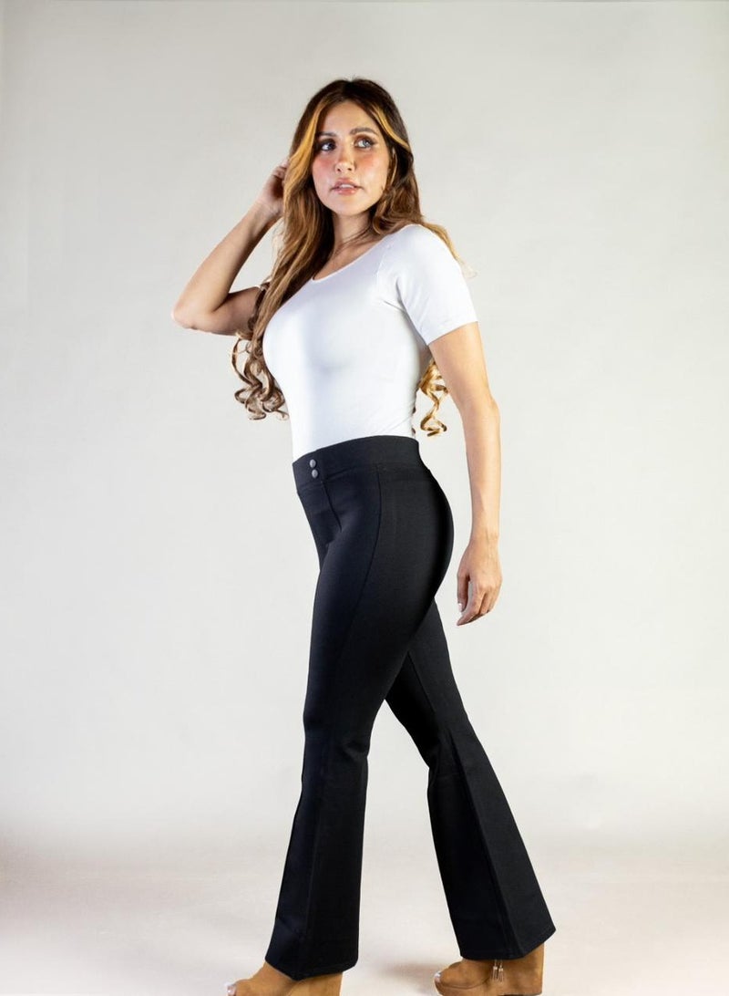 Wide-leg women’s leggings made from soft cotton lycra fabric. High-waisted, comfortable and stretchy, perfect for all-day wear. Available in sizes XXS to 9XL. - Image 4