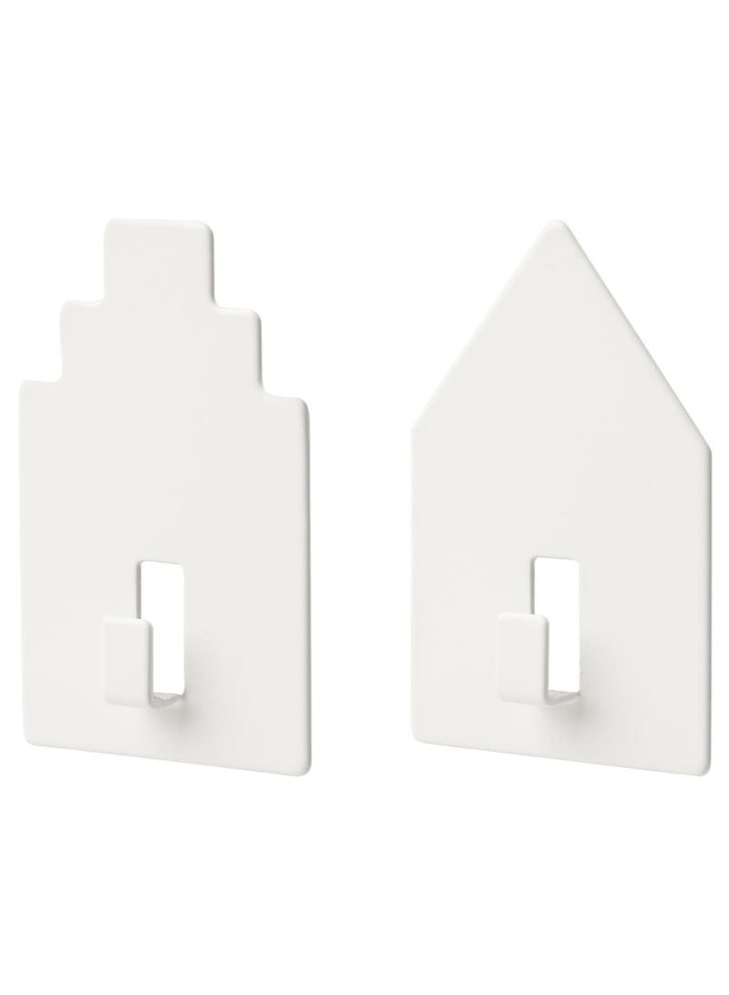 Hook Self-Adhesive House White 2 Pack - Image 1