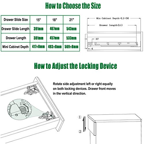 OCG Soft Close Undermount Drawer Slides 21 inch (6 Pairs), Full Extension Concealed Drawer Runners, Come with Mounting Screws and Brackets - Image 4