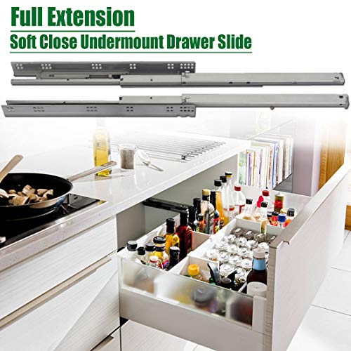 OCG Soft Close Undermount Drawer Slides 21 inch (6 Pairs), Full Extension Concealed Drawer Runners, Come with Mounting Screws and Brackets - Image 2