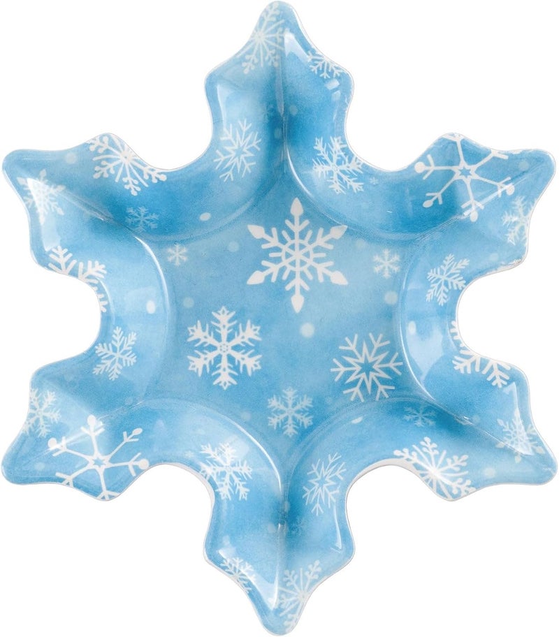 UP UPware Snowflake Shaped Melamine Dessert Plates Christmas Party Plates for Snacks Desserts and Side Dishes Blue 7 x 6 Inch Set of 4 - Image 4
