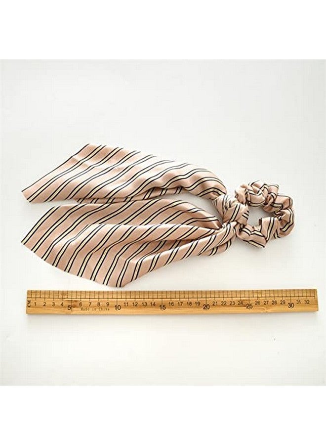 Shidara Silk Satin Hair Scrunchies Scarf Hair Ties with Flower Pattern Stripe Printed Hair Bobbles for Ponytail Holder | Multi | 8 Pieces - Image 4
