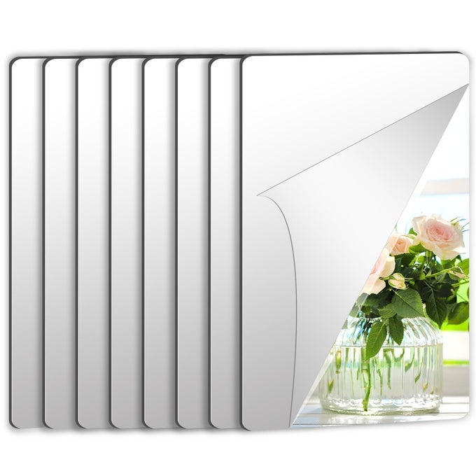 8 PACK SELF ADHESIVE ACRYLIC MIRROR 6X 9 INCH MIRROR TILESFLEXIBLE PLASTIC SHEETS WALL STICKERS2MM THICK MIRRORSFRAMELESS SMALL MIRRORS
