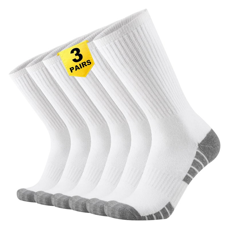 ONKE Max Full Cushion Crew Socks Moisture Wicking Odor Control Durable for Heavy Duty Steel Toe Work Boot Athletic Training(White M) - Image 1