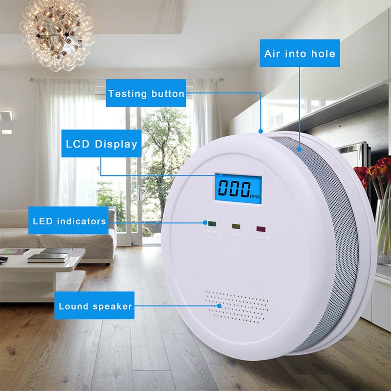 Carbon Monoxide Detector LCD Display Screen Battery Powered Carbon Monoxide Alarm Detector Monitor Low Power Consumption Sound Light Alarm Sensor LED Indicator Light for Home Kitchen Restaurant Hotel - Image 3