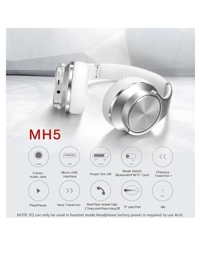 سودو سماعات رأس بلوتوث فوق الأذن مزودة بميكروفون فضي/أبيض - Image 4