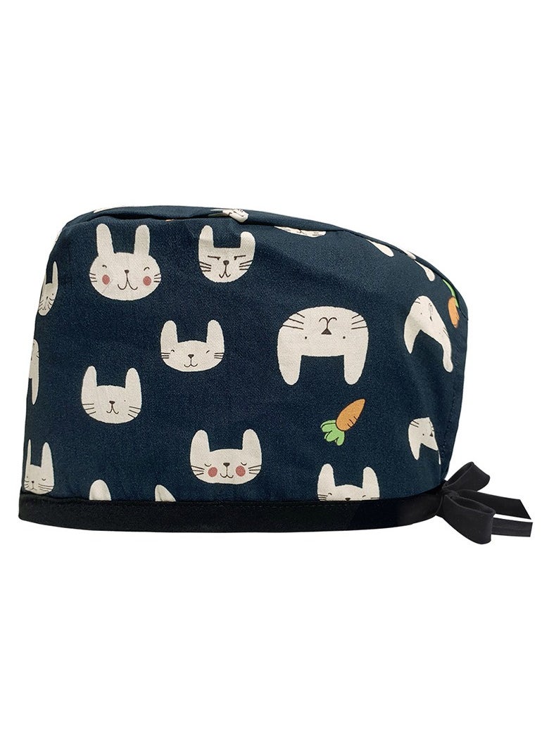 KUYING Cotton Printed Surgical Cap Strap Adjustable Medical Work Cap 