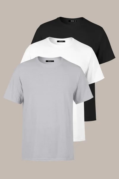 mmetalic Men's Multicolored T-Shirt Regular Fit Relaxed Cut Crew Neck 3-Piece Basic T-Shirt Pack