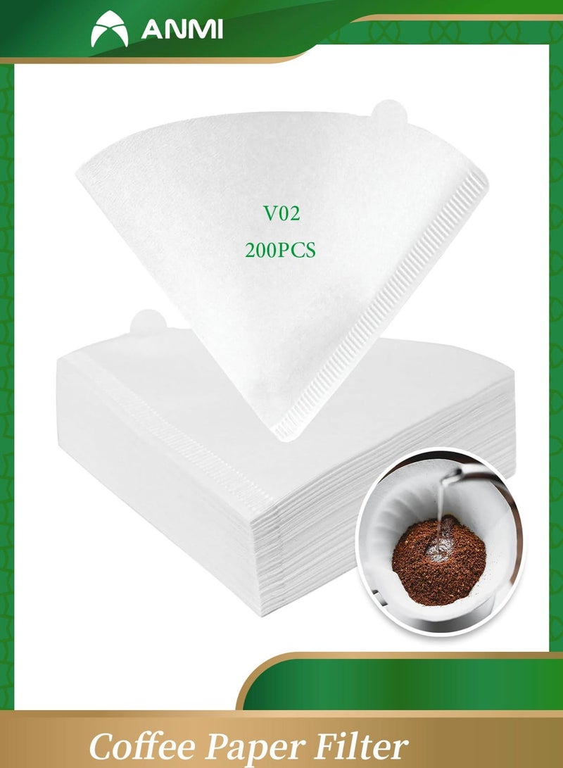 Anmi 200 Piece Coffee Paper Filter V60 Size 02 White - Image 1