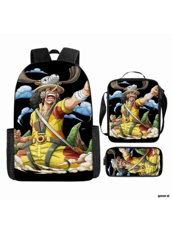 general The latest universal cartoon printed three piece practical bag combination (suitable for students, children, friends, outings, mountain climbing, etc.) - Image 1