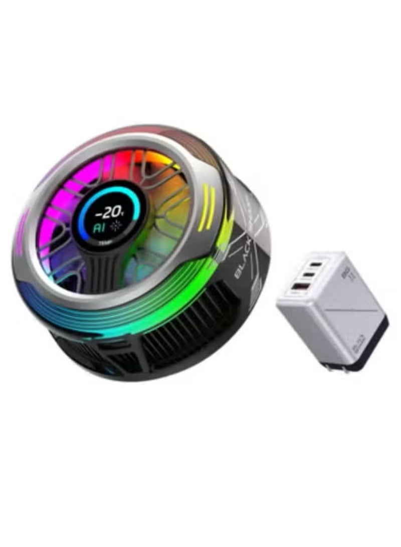 BLACK SHARK Phone Cooler Black Shark 6 PRO Magnetic Phone/Tablet Cooler – 35W Ultra-Cooling Gaming Fan with 67 W Charger, Graphene Heatsink, Magnetic Mount – Powerful Cooling Fan for Smartphones, Tablets, iPad & Steam Deck (Perfect for PUBG Mobile, COD & More) - Image 1