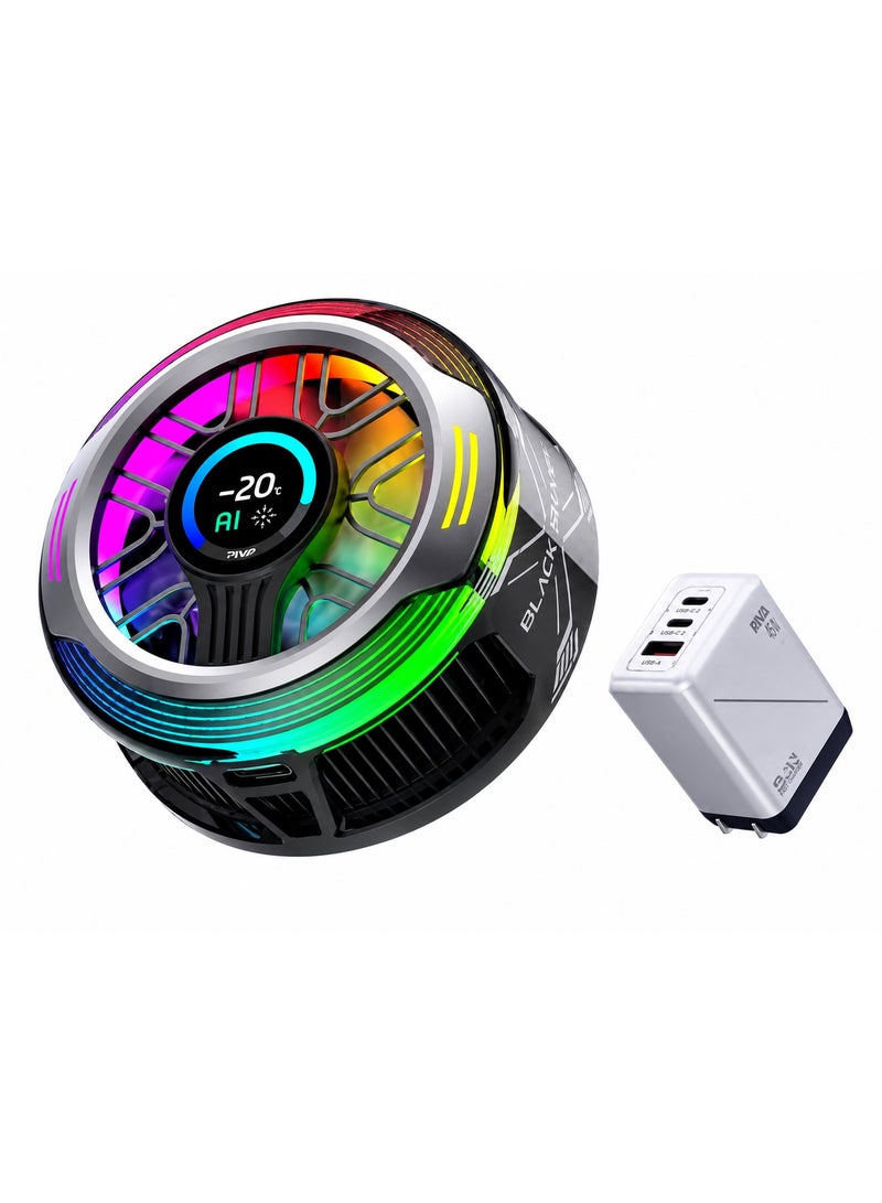 BLACK SHARK Phone Cooler Black Shark 6 PRO Magnetic Phone/Tablet Cooler – 35W Ultra-Cooling Gaming Fan with 67 W Charger, Graphene Heatsink, Magnetic Mount – Powerful Cooling Fan for Smartphones, Tablets, iPad & Steam Deck (Perfect for PUBG Mobile, COD & More) - Image 1
