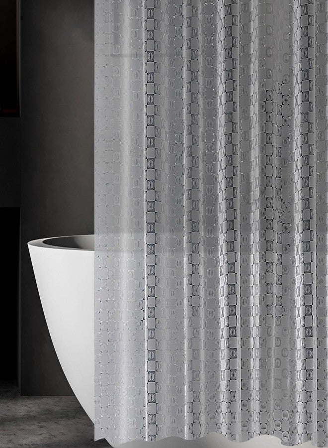 ZEMAHOMEEVA 3D Grey Geometric Plastic Shower Curtain Liner - Premium Light Weight 72" x 72" Gray Bathroom Shower Showroom Curtain Liner with Rustproof Metal Gromments and Weighted Magnet - Image 1