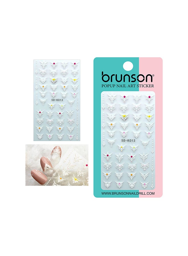 brunson ملصقات تزيين أظافر ذاتية اللصق رائعة على شكل زهور 5D-k013