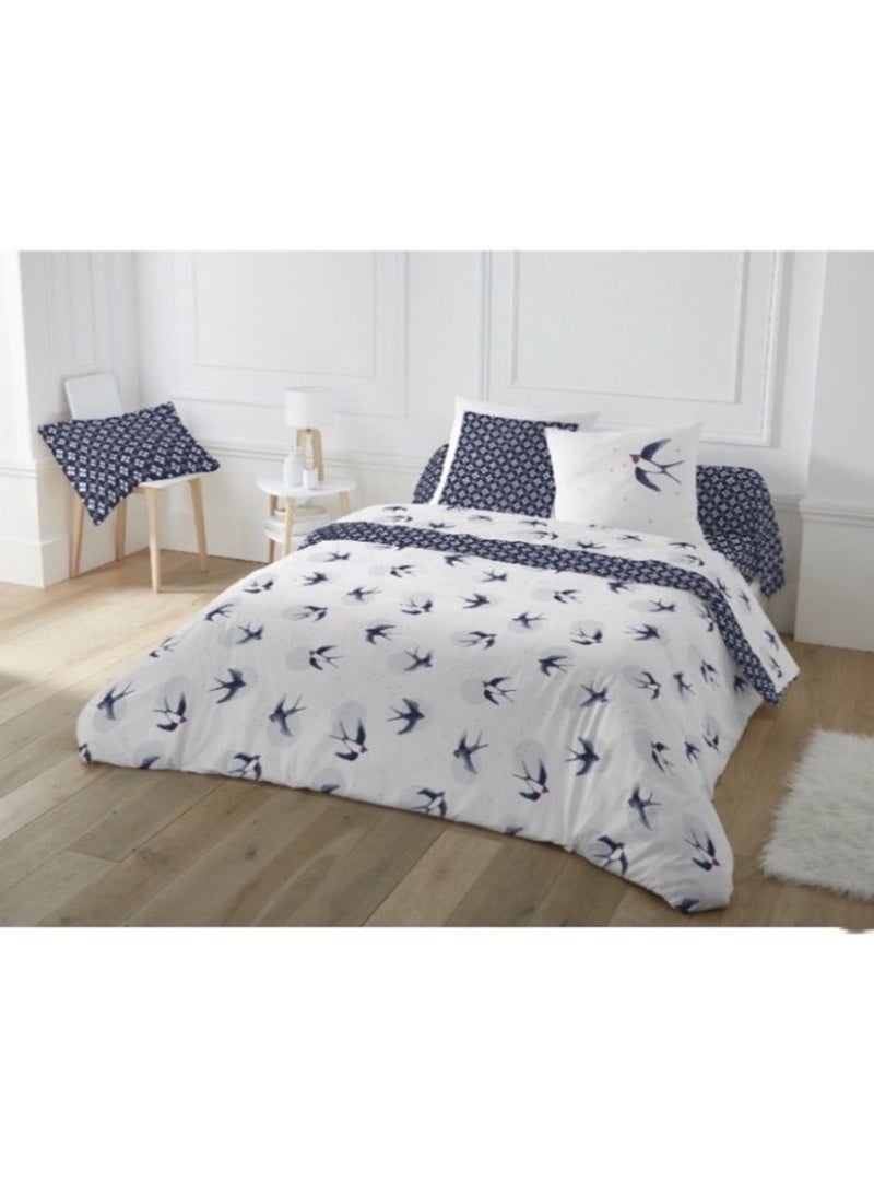 Home-Tex Design 3-Pcs Hometex Design 100% Cotton King Size Printed Reversible Duvet Cover Set 1 Duvet Cover 240x200 cm + 2 Pillow Covers 50x80 cm - Image 1