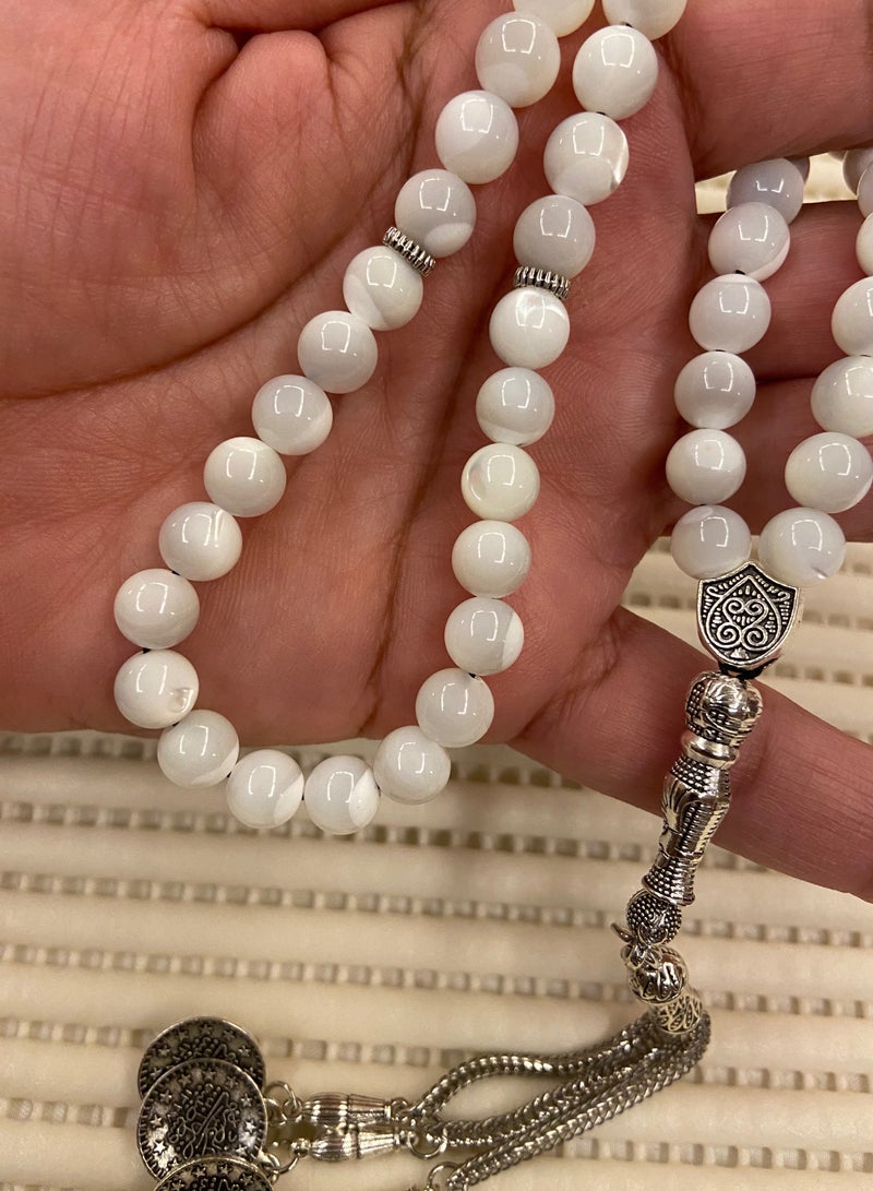 Natural Seashell Prayer Beads For Men 51 Beads Size 7.7mm