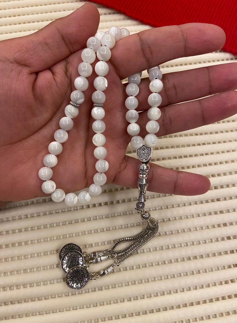 Natural Seashell Prayer Beads For Men 51 Beads Size 7.7mm