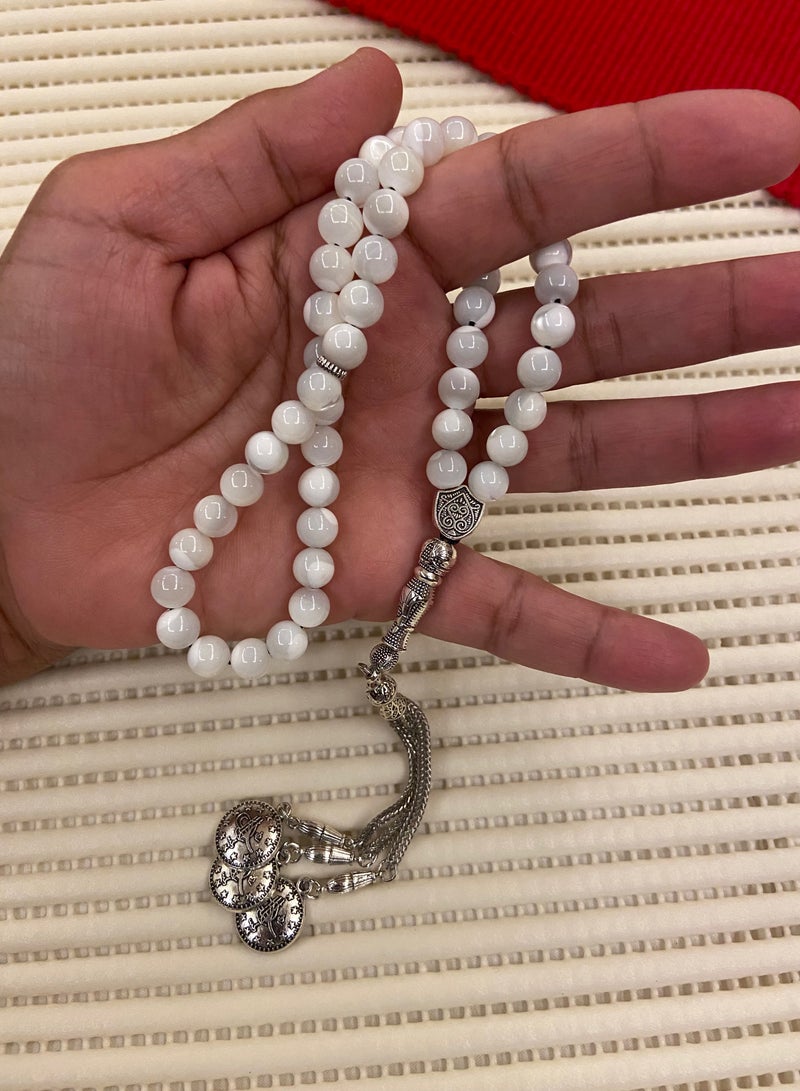 Natural Seashell Prayer Beads For Men 51 Beads Size 7.7mm