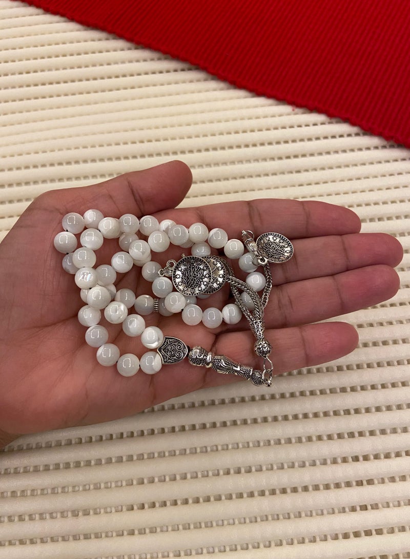 Natural Seashell Prayer Beads For Men 51 Beads Size 7.7mm