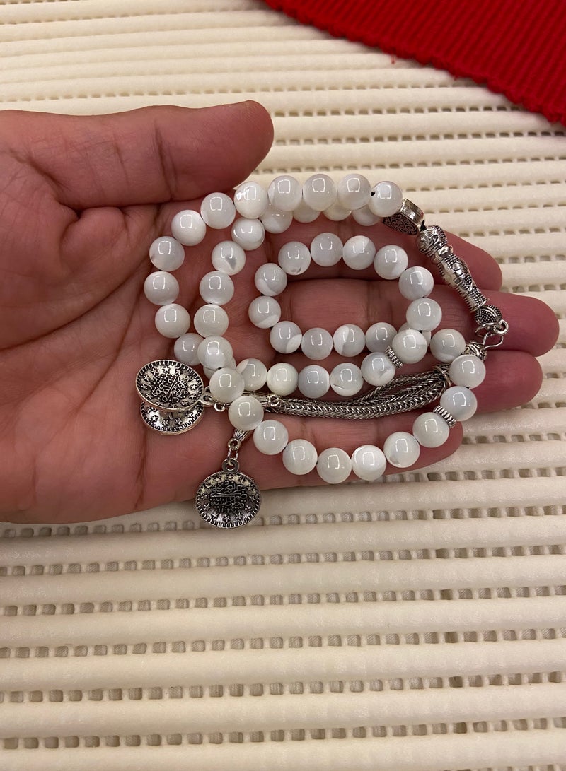 Natural Seashell Prayer Beads For Men 51 Beads Size 7.7mm
