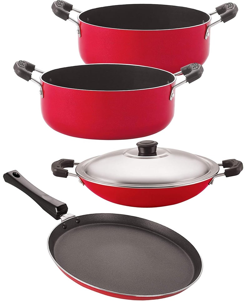 Nirlon Nirlon Aluminium Non Stick Cookware Pots and Pans Set of 4 Pieces FT11_AC_CS22_CS24  - Image 1