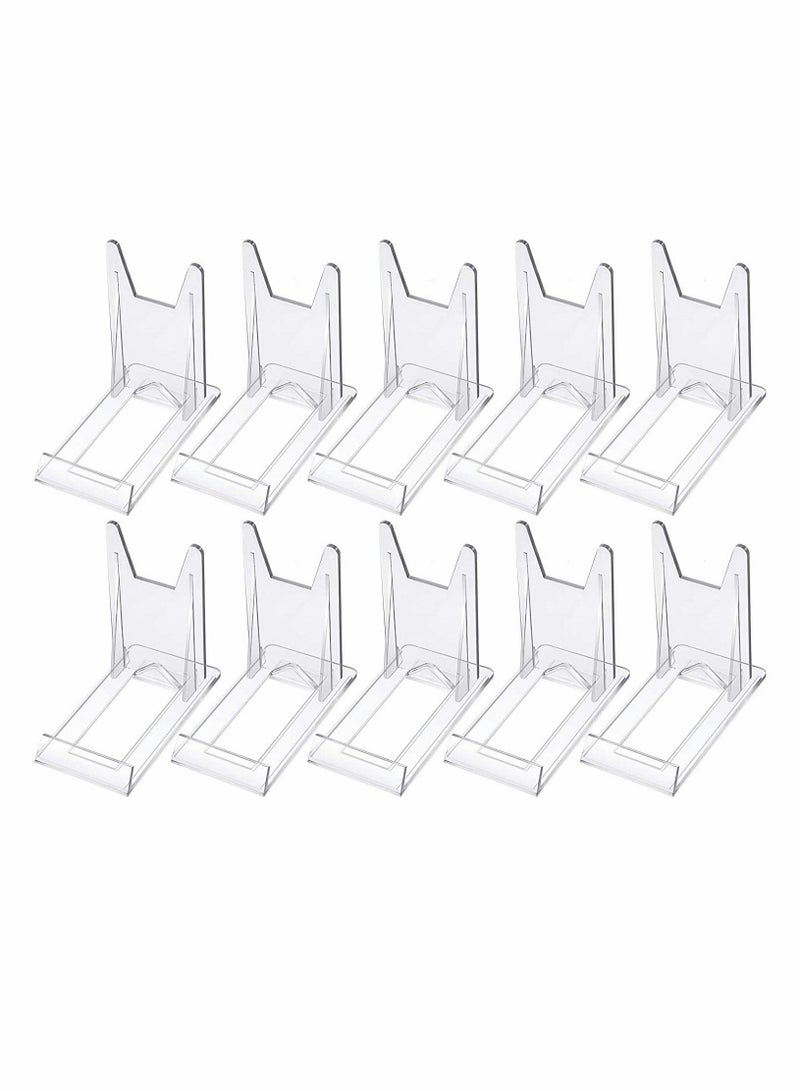 Excefore Acrylic Bracket Stands, 10 Pcs Plastic Display Holders Picture Plate Holders Clear Mini Easels Stands to Display Pictures or for Home Office Supplies Festival Party Decoration  - Image 1