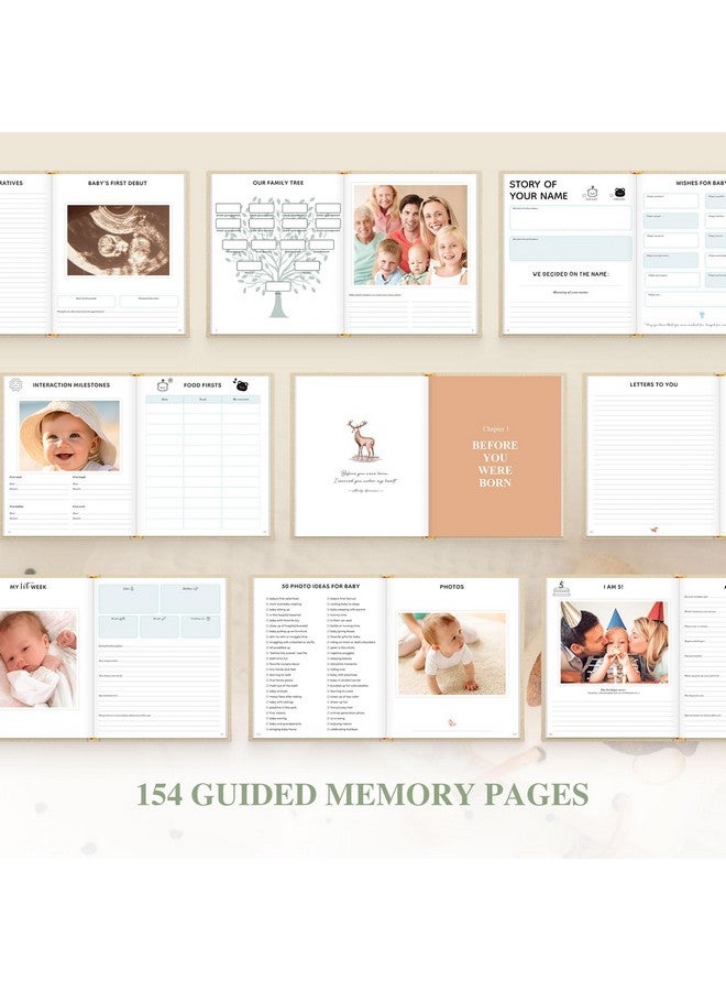 Lanpn Hello Baby Memory Book for Boy Girl - Linen Hardcover Baby Book Keepsake for New Parents - Newborn Baby First 5 Year Journal Scrapbook Photo Album Baby Milestone Book (Pink, 154 Pages) - Image 5