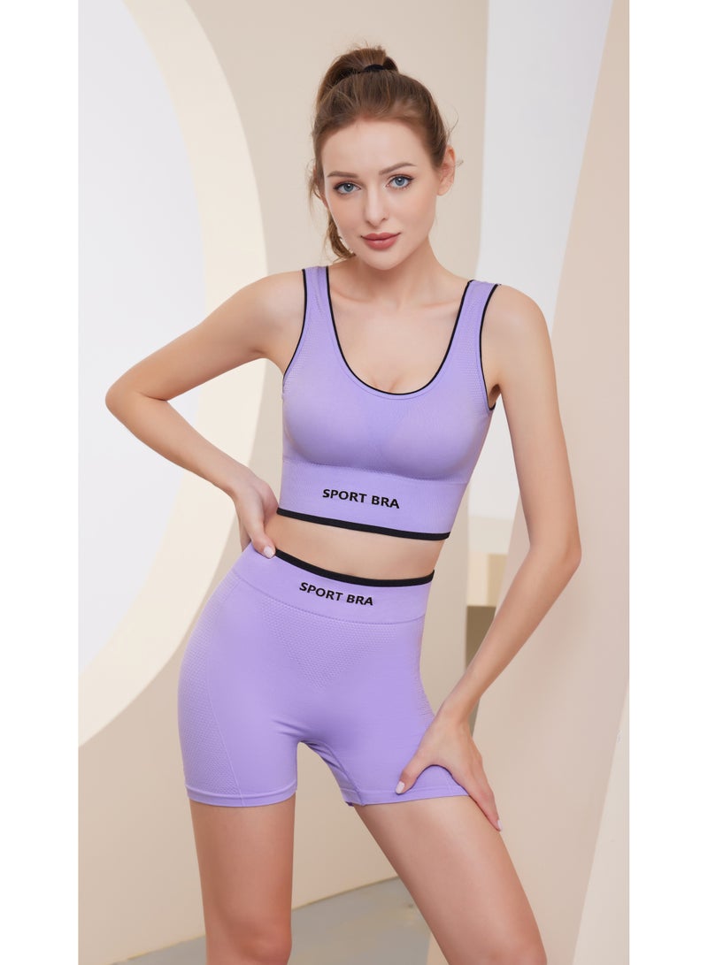 Purple Sportswear Set - Sports Bra & Leggings  - Image 1