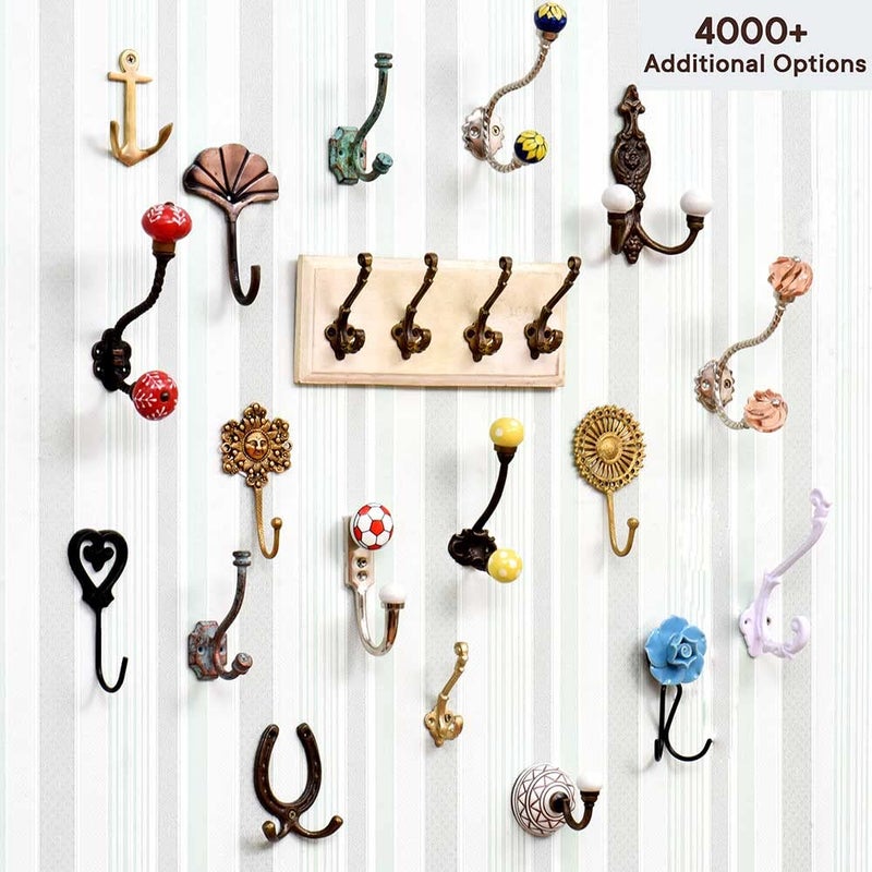 Indian-Shelf IndianShelf Handmade Diamond Cut Key Hooks Hangers Coat Holders Wall Hanging Mount Hat Mug Kitchen Utensils Bathroom Iron_Clear_525 Inches2 Piece  - Image 5
