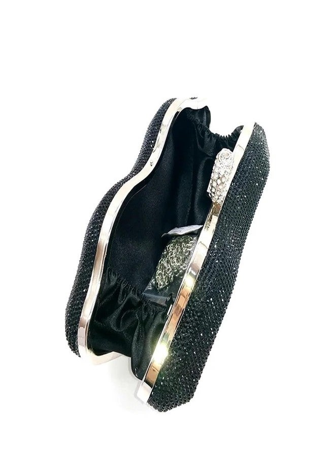 GSYPS Women Lip Shaped Purse Rhinestone Clutch Bags Sparkling Evening Bag Novely Party Handbag Prom Bag for Wedding Date Black - Image 4