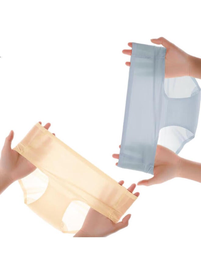 hongdou Women'S Underwear, 7A Antibacterial Polylactic Acid With Silk Gusset, Ice Silk Seamless Panties, 4-Pack [Spring/Summer New Arrival] - Image 1