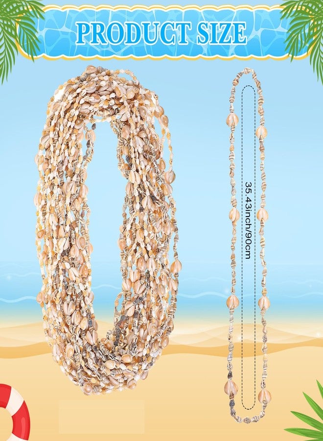 Ecation 60 Pieces Hawaii Shell Luau Leis Bulk Sea Shell Leis Natural Tahitian White Nassa Necklace Summer Beach Party Apparel Jewelry Accessories for Women Men Hawaiian - Image 2