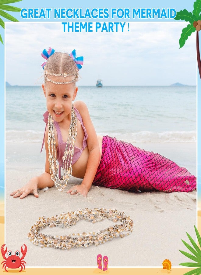 Ecation 60 Pieces Hawaii Shell Luau Leis Bulk Sea Shell Leis Natural Tahitian White Nassa Necklace Summer Beach Party Apparel Jewelry Accessories for Women Men Hawaiian - Image 5