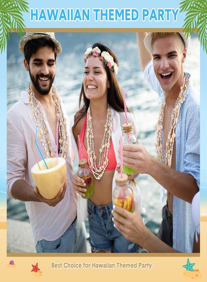 Ecation 60 Pieces Hawaii Shell Luau Leis Bulk Sea Shell Leis Natural Tahitian White Nassa Necklace Summer Beach Party Apparel Jewelry Accessories for Women Men Hawaiian - Image 4