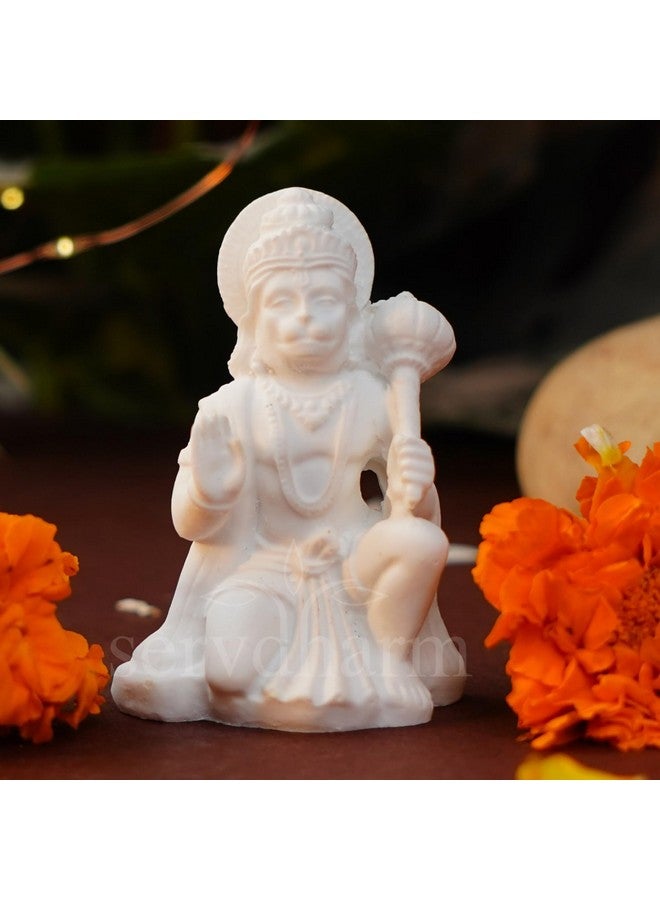 Servdharm Hanuman Ji Murti for Home Decor & Pooja| Hanuman Idols for Car Dashboard, Pooja Room, Home Decor, Office Desk | God Idols for Puja & Festival Gifting (Hanuman Ji White) - Image 1