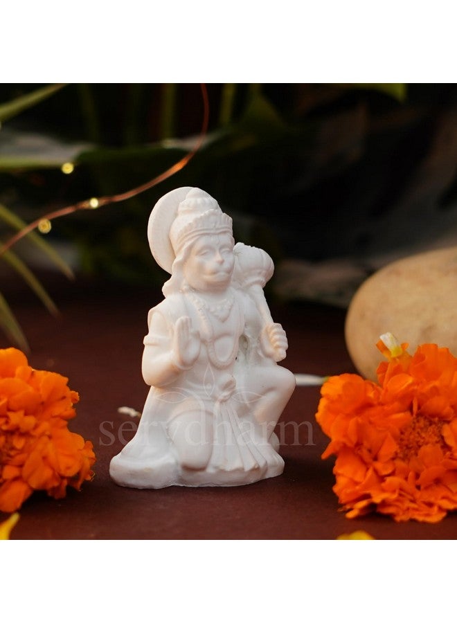 Servdharm Hanuman Ji Murti for Home Decor & Pooja| Hanuman Idols for Car Dashboard, Pooja Room, Home Decor, Office Desk | God Idols for Puja & Festival Gifting (Hanuman Ji White) - Image 3