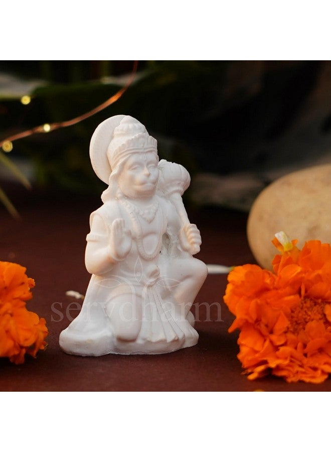 Servdharm Hanuman Ji Murti for Home Decor & Pooja| Hanuman Idols for Car Dashboard, Pooja Room, Home Decor, Office Desk | God Idols for Puja & Festival Gifting (Hanuman Ji White) - Image 2
