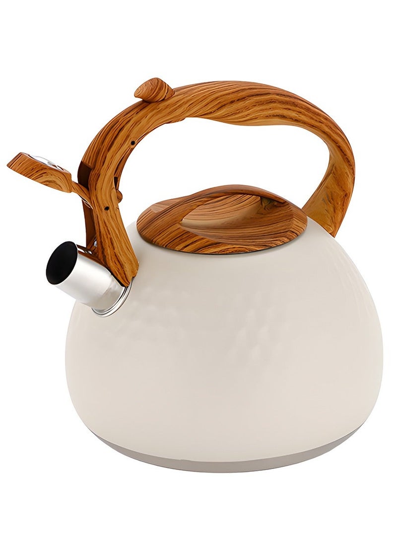 DPTER 3L Stove Top Whistling Tea Kettle with Anti-Scald Handle, Stainless Steel, White - Image 1