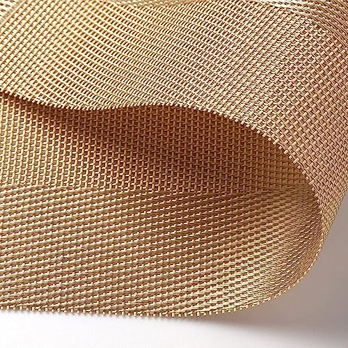 TASKHOUSE Placemats with Table Runner Set Woven Vinyl Heat Resistant Washable Tablemat for Dining Table (1 Table Runner and 6 Placemats - Gold) - Image 3