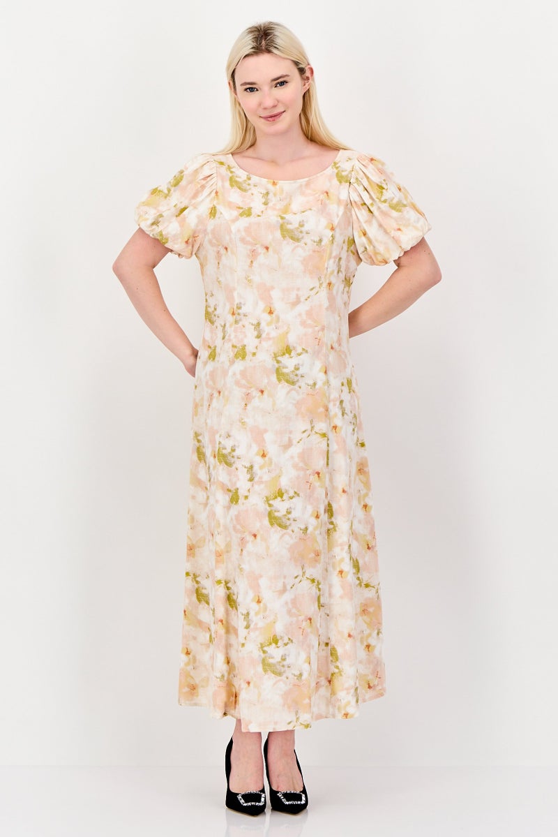 Kathy Ireland Women Floral Maxi Dress, Peach - Image 1