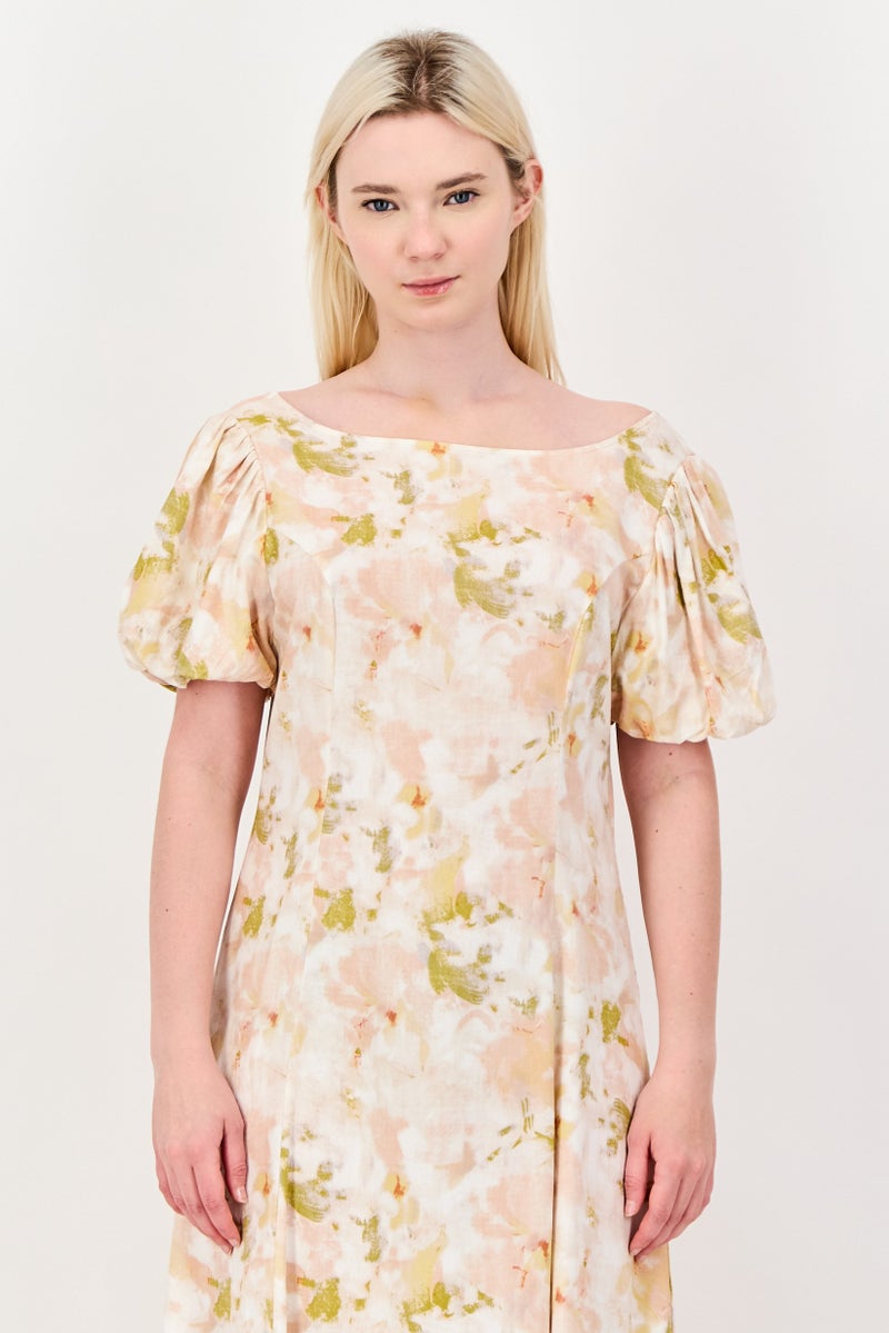 Kathy Ireland Women Floral Maxi Dress, Peach - Image 3
