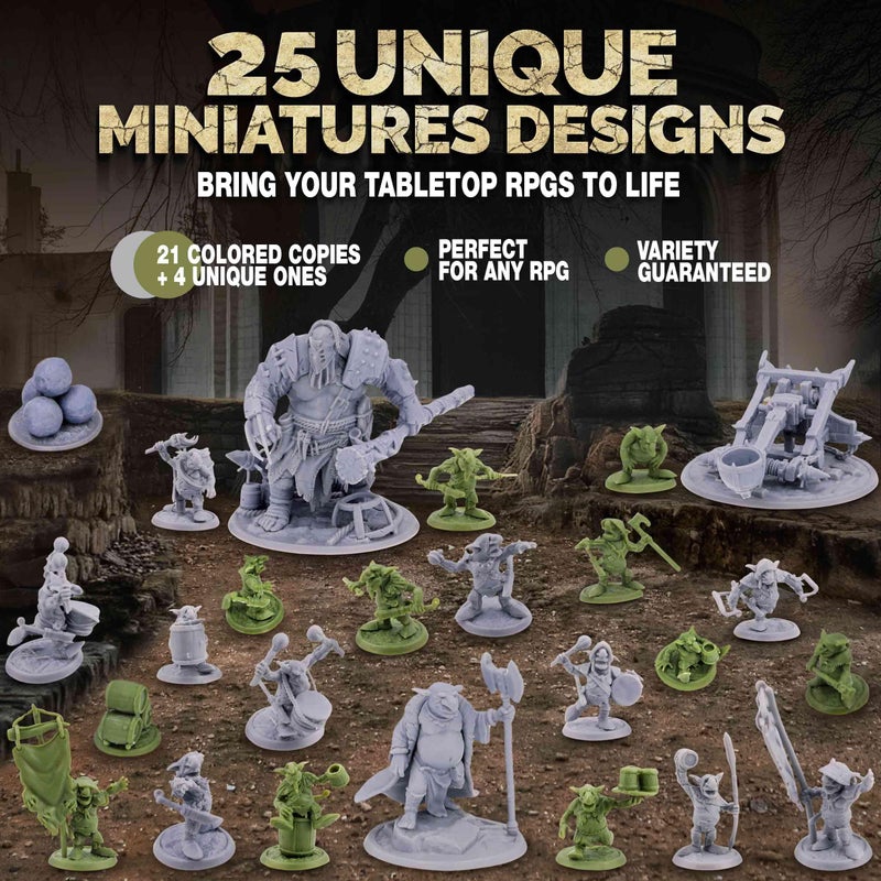 Path Gaming Fantasy Goblins Set â€“ 46 Unpainted 28mm Figures for DND Miniatures for Dungeons & Dragons, RPG Miniatures, Bulk Tabletop DND Monster Figures for D&D Games - Image 3