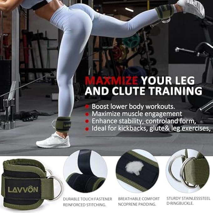 LAVVON Squat Pad Set - Foam Barbell Pad For Squats Cushion, Lunges & Bar Padding For Hip Thrusts - Standard Olympic Weight Bar Pad - With Ankle Straps, Wrist Straps For Weightlifting - Image 5