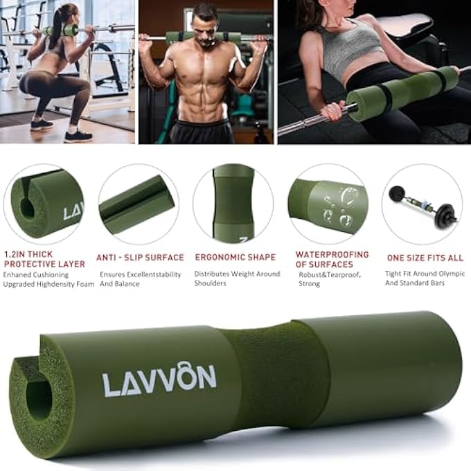 LAVVON Squat Pad Set - Foam Barbell Pad For Squats Cushion, Lunges & Bar Padding For Hip Thrusts - Standard Olympic Weight Bar Pad - With Ankle Straps, Wrist Straps For Weightlifting - Image 4