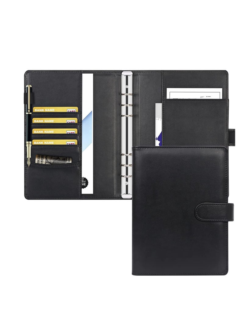 SYOSI Leather A5 Binder, 6 Round Ring Binder Planner Notebook Cover for A5 Filler Paper - Image 1