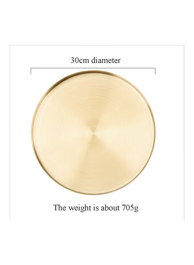 Sunspire European Style Golden Stainless Steel Circular Tray Gold 30cm, Jewelry Dish Cosmetics Organizer Bathroom Clutter Serving Platter Small Storage Tray - Image 2